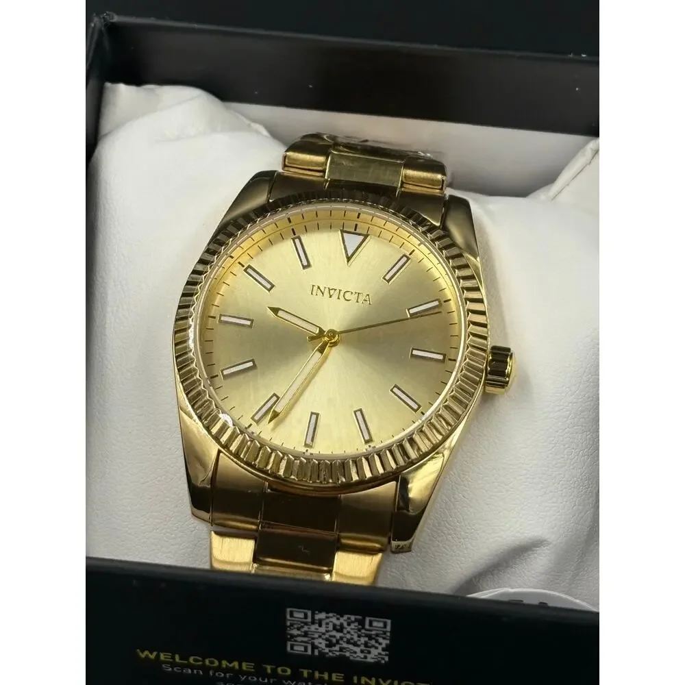 Invicta Celestial Langdon Men’s Watch 40mm Gold Band and Dial New in Box
